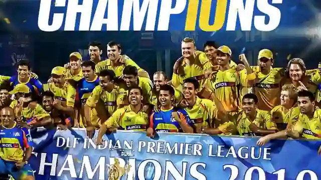 Chennai Super Kings celebrating the 2010 IPL title